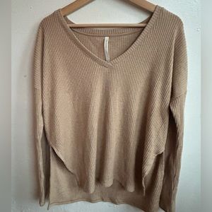 Aritzia Beige Long Sleeve Sweater Shirt